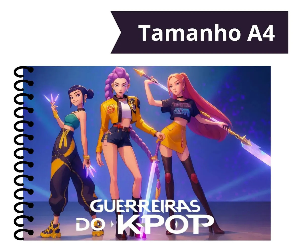Livro Colorir Guerreiras Do Kpop 50 Folhas A4 + Acetato