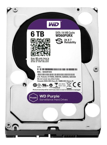 Disco rígido interno Western Digital WD Purple WD60PURX 6TB roxo