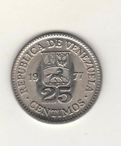 Venezuela Moneda De 25 Céntimos Año 1977 Km Y#50.1 - Excel.+