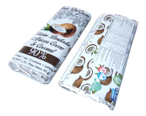 Imagen 1 de 4 de Tableta De Chocolate 90% Cacao Africano Con Coco . Edicion L