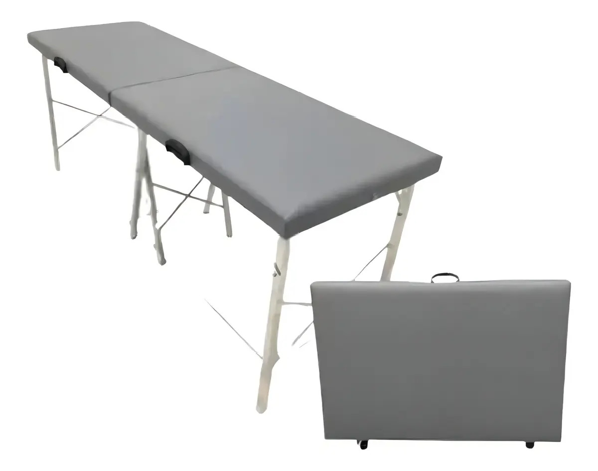 Maca Portatil Dobravel Maleta Massagem Estetica Depilação Cor Cinza