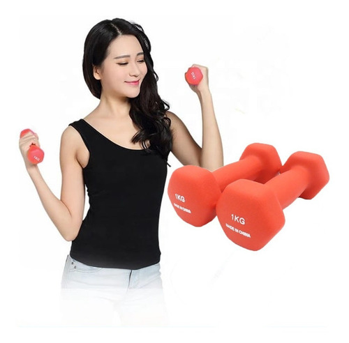 Mancuerna Pesa Neopreno 1 Kg Gym Entrenamiento Kit 6 Pares Color Rojo