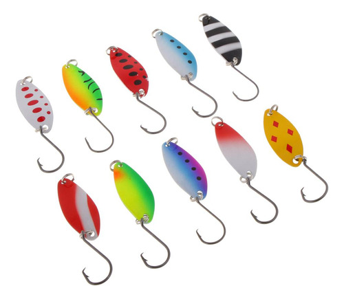 10 Unids / Set Cucharas Señuelos De Pesca Cebos Con Gancho