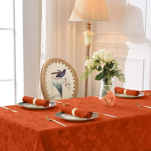 Mantel Rectangular De Jacquard De Otoño, Mantel Impermeable