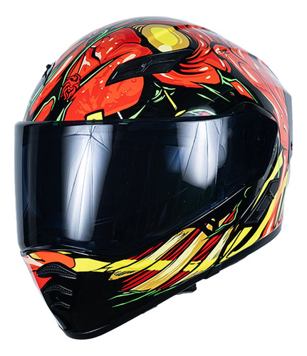 Casco Abatible Moto Kov Estelar Zombie Rojo Luz Led + Dot