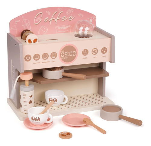 Cafetera De Madera Para Niños Con Molinillo, Set Montessori. Color