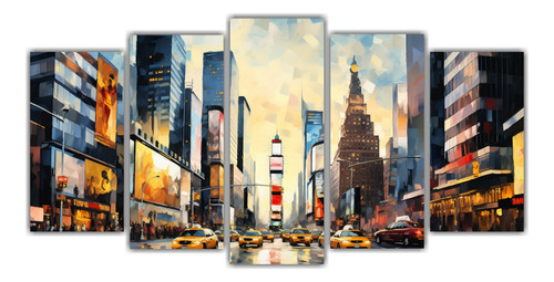 100x50cm Cuadro Times Square Manhattan Bastidor Madera