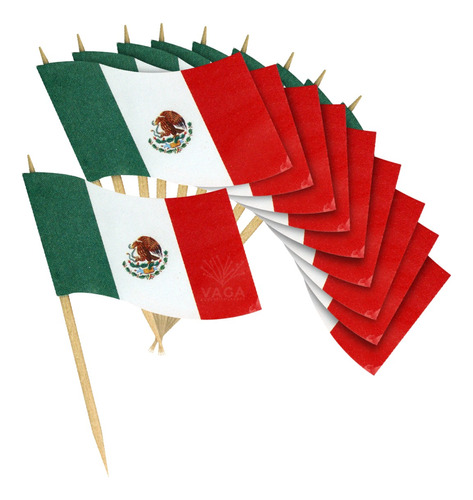 Paquete 50 Piezas Palillos Botaneros Bandera De México