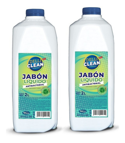 Jabón Líquido Antibacterial Delli Clean 2 Litros | 2 Piezas