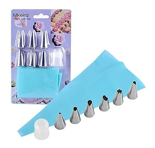 8-pack Cake Decorating Supplies Kit With 6 Icing Tips, Silic