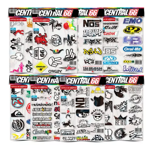 Cartela 18 de Adesivos Tuning Individual Stickers Moto Carro Bike