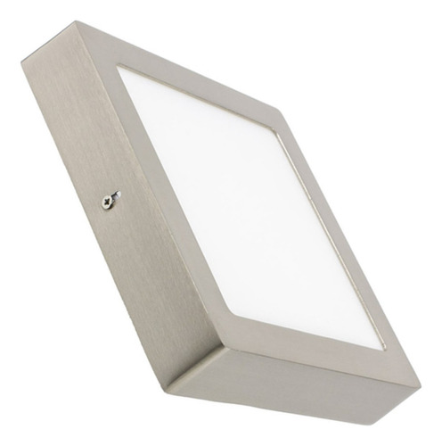 Plafon Led Cuadrado Aplicar 18w Panel Marco Plata Pack 10