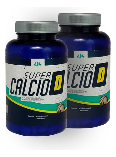 Super Cálcio+vitamina D 750mg 120 Comprimidos Kit Com 2 Unid