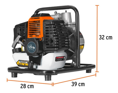 Motobomba Truper 1x1 1.5hp Autocebante A Gasolina, 2 Tiempos