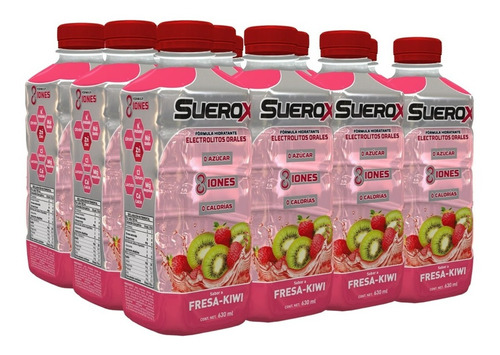 Bebida Hidratante Suerox 8 Iones Sabor Fresa-kiwi Pack X 12