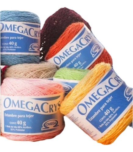 Estambre Omega Crys 40g, Colores A Elegir (6 Piezas)