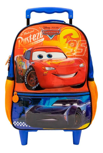 Mochila Rodinhas Escolar Carros Mcqueen 3d - Xeryus