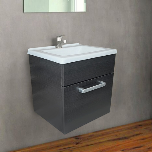 Imagen 3 de 10 de Vanitory Baño Puerta Bacha 40 Cm Colgante Melamina Wengue