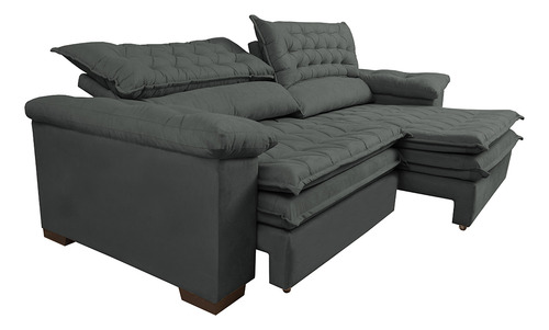 Sofá Retrátil e Reclinável Molas Ensacadas Cama inBox Botonê 2,12m Espuma Viscoelástico Suede Cinza