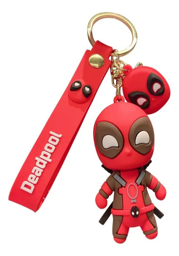 Llavero Deadpool En Goma 3d Con Manilla Y Gancho Metálico 