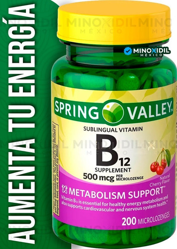 Imagen 1 de 3 de Vitamina B12 Cianocobalamin Sublingual 500 Mcg 200 Tabletas