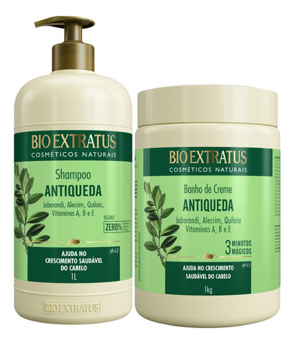 Bio Extratus Kit Jaborandi Antiqueda Shampoo/ Banho Creme 1l