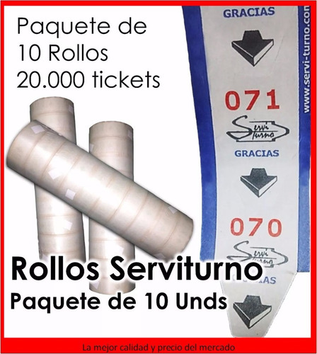 Imagen 1 de 6 de Impresión  Rollos De Tickets  Servi Turno  (papel Ecológico)