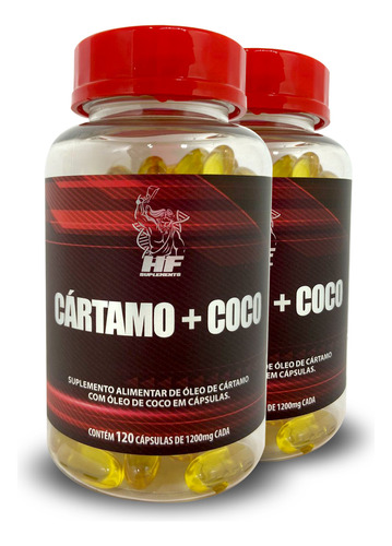 2x Cártamo Com Coco 1.000mg 120 Caps Hf Suplements 