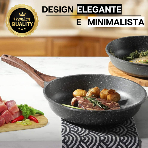 Frigideira Cerâmica Antiaderente Grande Para Fogão A Gás Indução Panela Frita Sem Óleo Moderna Mix