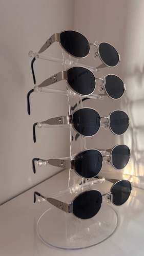 Gafas Lentes De Sol Ovaladas Importado Unisex Clásico Plateado Y Negro Negro Plateado Plateado