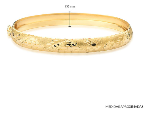Bracelete Egípcio Com Aro Abaulado De 7.0mm Em Ouro 18k 16,0