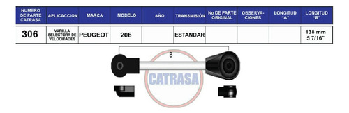 Varilla Selectora De Velocidades Peugeot 206 O 207  Estandar