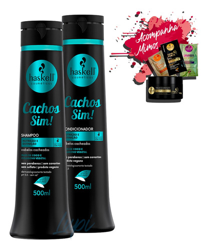  Kit Haskell Cachos Sim Shampoo E Condicionador 500ml