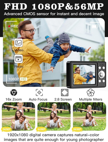 Upgrade Digital Camera, 56mp Fhd 1080p Camera For Kids Wi...