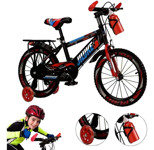 Bicicleta para niños con ruedas de entrenamiento 16 pulgadas rojo