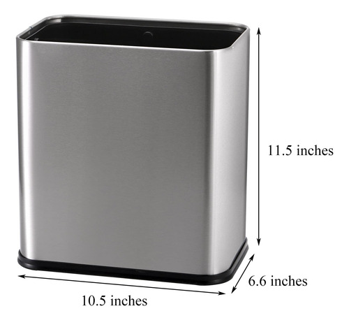 Cubo De Basura Metal 10l Acero Inoxidable Plateado Slim, Bañ Color