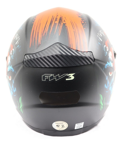 Capacete Fw3 Gt Skull Caveira Preto Fosco Brilha No Escuro