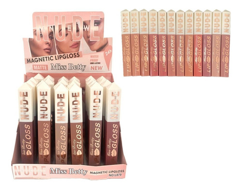 Caja Lote 24 Labiales Líquidos Mate Colores Nude Peach Color Tonos Nude