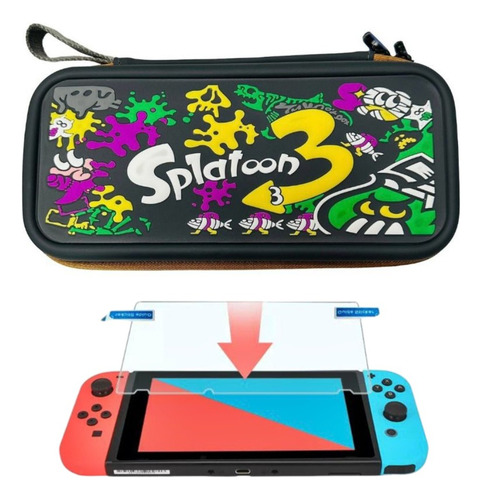 Estuche Rigido Diseño Splatoon 3 + Vidrio  Nintendo Switch