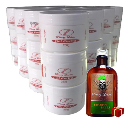 24 Gel Pedra Pierry Lohan 250g Gel Pedra +shampo Barba 170ml