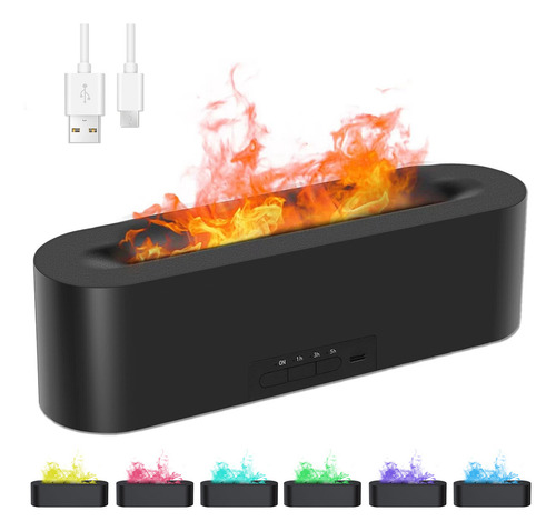 Humidificador Difusor De Aceite Esencial Con Diseño De Llama Electrico Aromaterapia ICHIDO color Negro