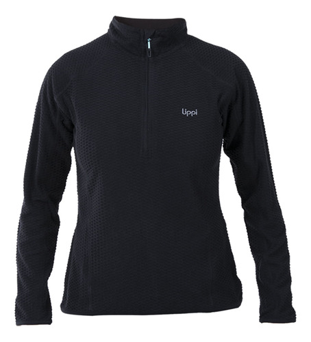 Poleron Mujer Jacarandá Nano-f 1/4 Zip Negro Lippi