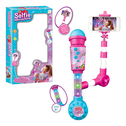 Micrófono Karaoke Infantil Con Selfie Stick Rosa