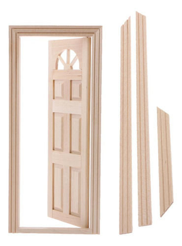 Puerta Exterior Clásica De Madera Con 6 Paneles En Miniatura