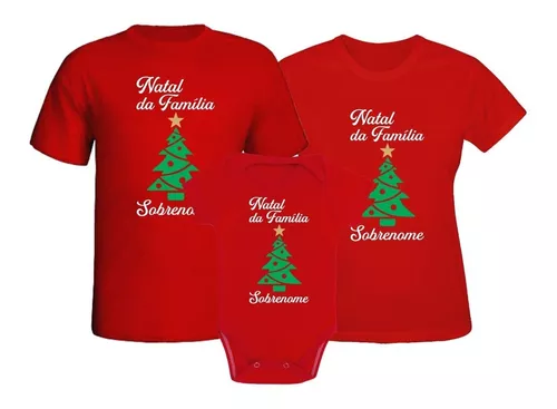 Kit Natal Camisetas Body Feliz Natal Em Família Nome | Parcelamento sem  juros