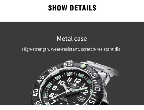 Reloj Addiesdive My050s Luminoso Militar Wr50m Caucho / Inox Acero Inoxidable Negro Negro
