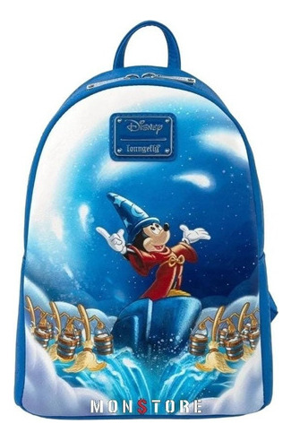 Loungefly Disney Mini Mochila Fantasia Sorceror Mickey Mouse Mini Backpack Color Azul