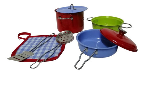 Set De Cocina Ollas 8 Piezas Aluminio Para Niños Y Niñas