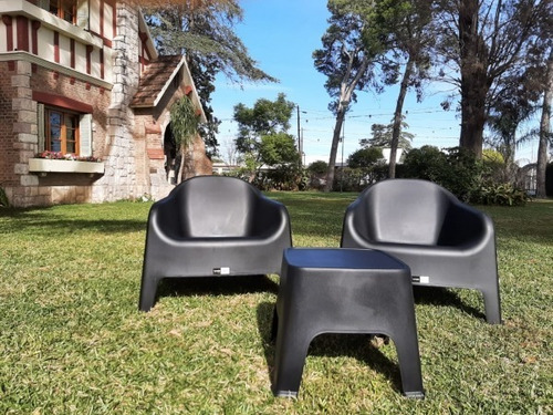 Imagen 2 de 8 de Combo 4 Sillon Skarpo Exterior Apilable + Mesa Jardin Sunset