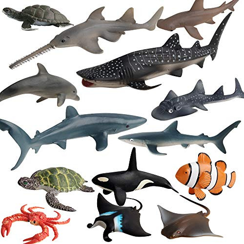 Figuras Animales De Mar Modelo Shark Whale Fish Turtle Cangr